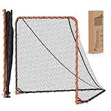 Heavy-Duty Regulation Lacrosse Goal Net (6'W x 6'H x 7'D), UV-Treated 4MM Netting (Black or White), Folding Lacrosse Goal Space-Saving Upright Storage, Backyard & Team Practice (Black)