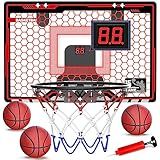HopeRock Indoor Basketball Hoop, Over The Door Mini Basketball Hoops for Kids, with LED Light and Scoreboard, Birthday Gifts for 5 6 7 8 9 10 11 12 Years Old Boys Girls, Sports Toys