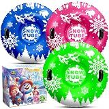 ZIZZ Snow Tubes for Kids Adult - 3 Packs 36''Heavy Duty Inflatable Snow Sleds for Toddler Kids Adult Sledding Toys Outdoor Sport Activities Gift for Boys Girls Christmas Winter Toys Suppiles