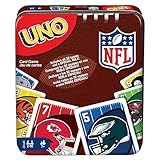 Mattel Games UNO NFL Card Game in Storage & Travel Tin for Kids, Adults & Family Night, Features Logos of All 32 NFL Teams & Special Rule (Amazon Exclusive)