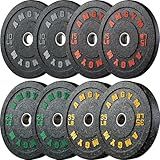 AMGYM Bumper Plate Olympic Weight Plate High Bounce Rubber Weight Plates with Steel Insert, 170lbs Set Strength Training Plate Barbell Weight Set Home Gym Equipment,2inch Barbell Weight Plates for Weight Lifting.