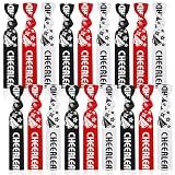 Taiyin 68 Pcs Cheer Hair Ties Bulk Cheer Bracelets Cheerleader Gifts Motivational Gifts Wristbands for Squad Party Favors, Pom Design (Multicolor)