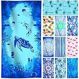 Lightweight Thin Microfiber Beach Towel Oversized Quick Dry Compact Sandproof Clearance Towels Sand Free Camping Swimming Pool Easy Pack Travel Accessories Essentials Women Adults Blue Turtle