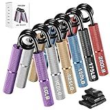Hozzen Grip Strength Trainer, 6 Pack Grip Strength Trainer Set (50-200LB), No Slip Hand Grip Strengthener, Wrist Forearm Strengthener with Grip Tape for Strength Training, Exercise, Injury Recovery