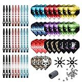 Tezoro Dart Accessories Kit Including Aluminum Dart shafts,Dart Flights, Flight Savers, Sharpener, O-Rings -Bulk Pack of 104 Pieces