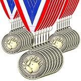 Remuuly 30 Pcs Award Medal Trophy with Neck Ribbon 2'', Gold, Bowling
