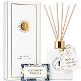Aroma Loft White Reed Diffusers Sticks in Oil Set with Cashmere Vanilla Scent | Long-Lasting Reed Diffusers for Home, Office, Bathroom, & Bedroom Decor Fragrance Diffuser | White Diffuser | (5 oz)