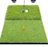 SAPLIZE 23" x 16" Foldable Golf Hitting Mat, 2-in-1 Golf Turf Grass Mat, Rough and Fairway for Hitting, Chipping and Putting Golf Practice and Training Mat for Indoor/Outdoor