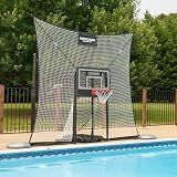 Pool Basketball Hoop with Backstop – Adjustable Poolside Basketball Goal with 10x8 FT Ball Backstop, 23x33 Inch Backboard | Stay-in-Pool Design | Easy Setup | 12-Month Warranty