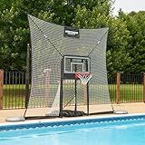 Pool Basketball Hoop with Backstop – Adjustable Poolside Basketball Goal with 10x8 FT Ball Backstop, 23x33 Inch Backboard | Stay-in-Pool Design | Easy Setup | 12-Month Warranty
