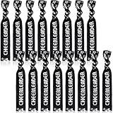 Taiyin 68 Pcs Cheer Hair Ties Bulk Cheer Bracelets Cheerleader Gifts Motivational Gifts Wristbands for Squad Party Favors, Pom Design(Black)