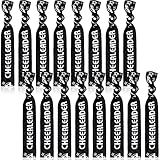 Taiyin 68 Pcs Cheer Hair Ties Bulk Cheer Bracelets Cheerleader Gifts Motivational Gifts Wristbands for Cheer Squad Party Favors, Pom Design(Black)