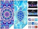 Qinqinamu Microfiber Beach Towel with Bag Oversized 71x32 Sand Free 2 Pack