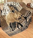 KCHEX Country Charming Galloping Horse Soft Fleece Throw Size 63x73 Inches