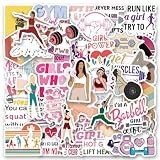 Bonitzdm 64 Packs Girl Workout Stickers Water Bottles Laptop Phone Computer Guitar Skateboard Sports Exquisite Vinyl Sticker Waterproof Aesthetic Trendy Decals for Teens Girls