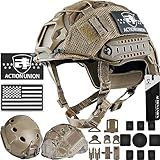 ACTIONUNION Airsoft Helmet Basic Set PJ Type Tactical Paintball Helmet (Medium, Tan)