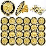 Dingion 24 Pcs Employee of The Month Lapel Pin 3/4 Inch Teachers Appreciation Award Gifts for Staff Coworker Teacher Volunteer Recognition Pins, Christmas Gifts Bulk for Team(Excellence in Service)