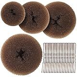 Teenitor Hair Bun Maker, Hair Buns for kids Girls, Hair Donuts, Ballet Bun Maker,4 Size, Light Brown