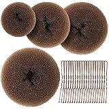Teenitor Hair Bun Maker, Hair Buns for kids Girls, Hair Donuts, Ballet Bun Maker,4 Size, Light Brown
