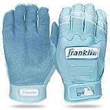 Franklin Sports MLB Batting Gloves - CFX Pro Adult + Youth Batting Gloves Pair - Baseball + Softball Gear - Premium Pro-Quality Leather - Carolina Blue Highlight - Adult Large