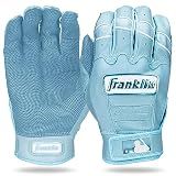 Franklin Sports MLB Batting Gloves - CFX Pro Adult + Youth Batting Gloves Pair - Baseball + Softball Gear - Premium Pro-Quality Leather - Carolina Blue Highlight - Adult Large