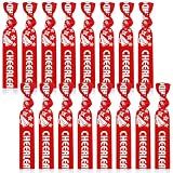Taiyin 68 Pcs Cheer Hair Ties Bulk Cheer Bracelets Cheerleader Gifts Motivational Gifts Wristbands for Squad Party Favors, Pom Design(Red)