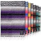 Hydration Nation Authentic Extra Large Mexican Blanket (70"x50") - Handwoven Yoga, Serape - Artisanal Falsa, Beach, Camping, Picnic, Outdoor (Purple)