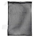 Champion Sports Mesh Sports Equipment Bag- Black, 12" x 18"- Multipurpose, Nylon Drawstring Bag w/ Lock and ID Tag, for Sports Equipment, Balls, Swimming Gear - Breathable Stuff Sack
