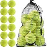 INSUM Bulk Tennis Balls for Beginner – 12 Pack High Elasticity Practice Tennis Balls with Mesh Bag, Suit for Pet Dog Training, Fetching (Yellow)