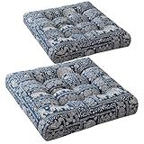 Meditation Floor Pillow Set of 2, Large Pillows Seating for Adults and Kids, Bohemian Cushion for Fireplace Yoga Living Room Sitting, Memory Foam Added, 22x22 Inch Indigo Elephant
