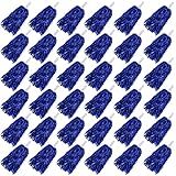 36PCS Cheerleading Pom Poms Metallic Foil Plastic Pom Poms with Baton Handle for Game Sports Squads Dancing Party Football Basketball Club Spirit Sports Stage Performance Celebration (Blue)