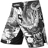 LAFROI Mens MMA Cross Training Boxing Shorts Trunks Fight Wear with Drawstring and Pocket-QJK01(Dragon,LG)