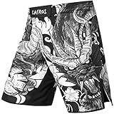 LAFROI Mens MMA Cross Training Boxing Shorts Trunks Fight Wear with Drawstring and Pocket-QJK01(Dragon,LG)