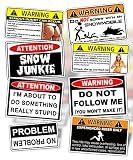 Funny Snowmobile Warning Decal Snow Mobile Ski Sled Vinyl Sticker PACK OEM Set