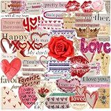 50pcs Retro Valentine's Day Stickers for Laptop Water Bottles, Transparent PET Waterproof Adhesive Lover Decals Wife Sticker for Adult Birthday Party Scrapbook Phone (Retro-3)