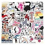 55 Pcs Fitness Stickers with Weightlifting, Yoga, Running and Other Patterns and Motivational Slogans, Waterproof Decorating Fitness Accounts and Water Bottles(Fitness)