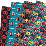 Boxing Wrapping Paper 12 Sheets Punching Bag Designs Gift Wrap for Boxing Fans,Fighters,Coaches,20"×28"