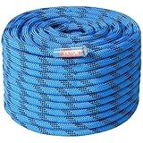 VEVOR 12.7mm Static Climbing Rope, 45.7M(150ft) Outdoor Rock Climbing Rope 30KN Breaking Tension, Fiber Rope for Escape, Rappelling, Fire Rescue, Blue