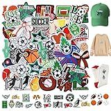 Meneng Sports Iron on Embroidered Patches: 95PCS Football Baseball Soccer Basketball Game Day Patch & Stickers - Sport Applique Decoration for Jackets Hats Backpacks Team Fans DIY Cratfs
