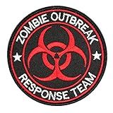 U-LIAN Zombie Outbreak Response Team Biohazard Morale Tactical Patch Embroidered Applique with Hook and Loop Fastener Backing Patch (Black+Red)