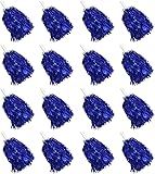 PPXMEEUDC 16PCS Cheerleading Pom Poms Metallic Foil Plastic Pom Poms with Baton Handle for Game Sports Squads Dancing Party Football Basketball Club Spirit Sports Stage Performance Celebration (Blue)
