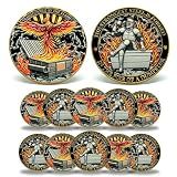 Dumpster Fire Challenge Coin - Phoenix & Knight Design - Transformed by The Flames & Strongest Steel Forged in Fire - Funny Accessories - Inspirational Gifts for Men, Women, Coworkers (10 Pcs)