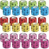 Threlaco 30 Pcs Cross Athletic Wrist Tape Football Self Adhesive Elastic Christian Tape 2 Inch x 5 Yard Non Woven Religious Wrist Wrap for Sports Baseball Soccer Volleyball Trainers(Colorful)