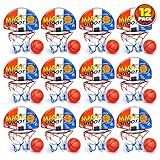 ArtCreativity Mini Basketball Game (12 Sets) Each Set Includes 1 Mini Ball, 1 Back Board Net, & Mounting Tape, Indoor Basketball Hoop for Kids, Basketball Party Favors, Best Gift for Boys and Girls