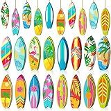 Geelin 36 Pcs Summer Wood Hanging Ornaments for Tree Mini Tree Decorations Hawaiian Beach Wooden Pendant Decorations with String for Luau Party Supplies(Surfboard)