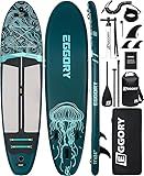 Inflatable Paddle Board,Stand Up Paddle Board Set, Extra Wide SUP Board with Removable Fin, Floating Paddle, Hand Pump, Waterproof Phone Pouch,Traveling Board (JF Dark Green)