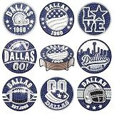Aoryalps 8PCS Diamond Painting Coasters Kits with Holder, 5D DIY Football Design Diamond Art Coasters Sets for Dallas Team Fans Home Decor and Gift, Acrylic