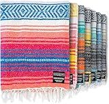 Benevolence LA Authentic Handwoven Mexican Blanket | Yoga Blankets, Outdoor, Picnic, Beach, Camping | Equestrian Saddle | Serape 50x70 inches - Coral, Pack of 1