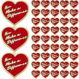Taiyin 48 Pcs Heart Pins Bulk You Make a Difference Pin Button Nurse Pins Heavy Duty Heart Motivational Lapel Pin Gift for Employee Staff Team Volunteer Nurse Teacher Bulk Valentine's Day