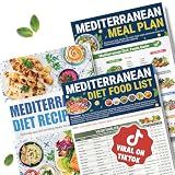 HAMIEW Mediterranean Diet Chart for Beginners & Seniors — Cookbook Guide Helps You Simplify Healthy Eating for Diabetes, Heart Health, Weight Loss | 3 Laminated With Food List, Meal Plan, 28+ Recipes